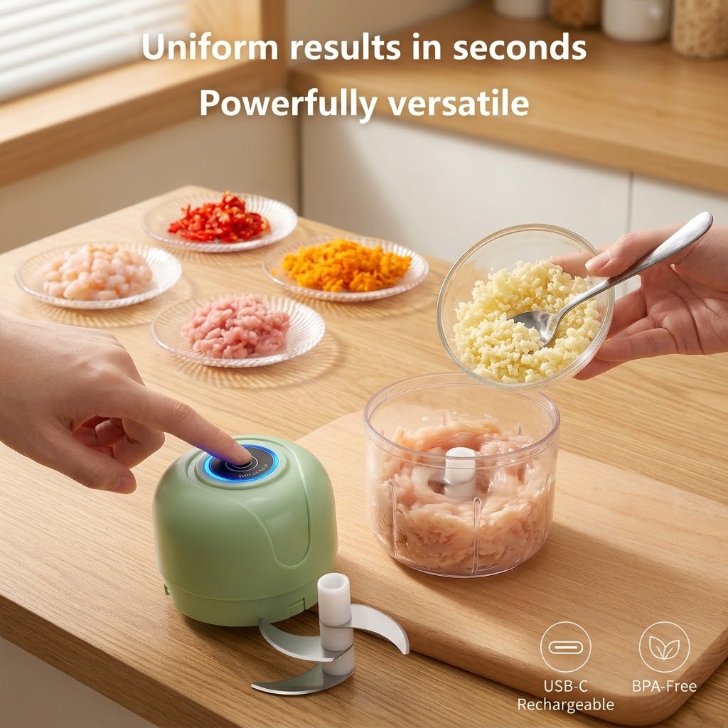 Rechargeable Mini Electric Garlic & Vegetable Chopper Portable Wireless Food Processor
