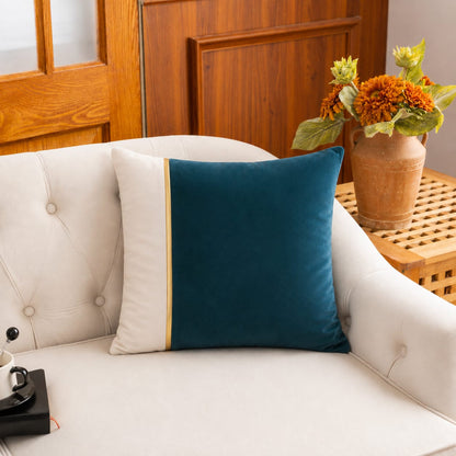 Premium Teal & Gold Accent Cushion Cover Luxury Velvet Designer Pillow Cover