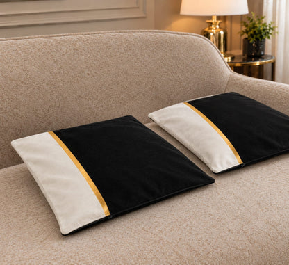 Premium Teal & Gold Accent Cushion Cover Luxury Velvet Designer Pillow Cover