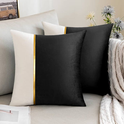 Premium Teal & Gold Accent Cushion Cover Luxury Velvet Designer Pillow Cover