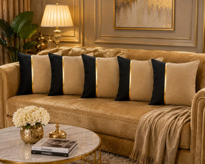 Premium Teal & Gold Accent Cushion Cover Luxury Velvet Designer Pillow Cover
