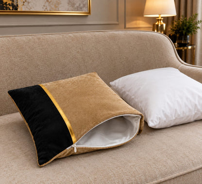 Premium Teal & Gold Accent Cushion Cover Luxury Velvet Designer Pillow Cover