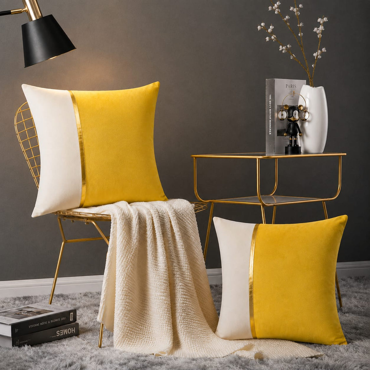 Premium Teal & Gold Accent Cushion Cover Luxury Velvet Designer Pillow Cover