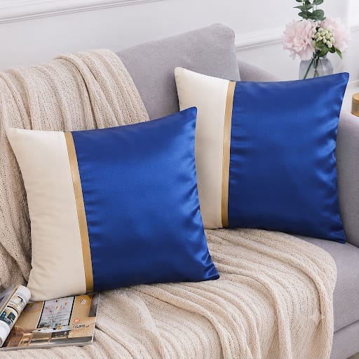 Premium Teal & Gold Accent Cushion Cover Luxury Velvet Designer Pillow Cover