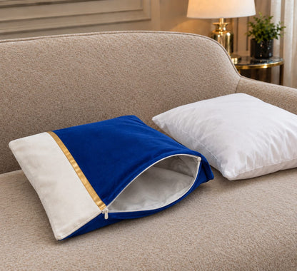 Premium Teal & Gold Accent Cushion Cover Luxury Velvet Designer Pillow Cover