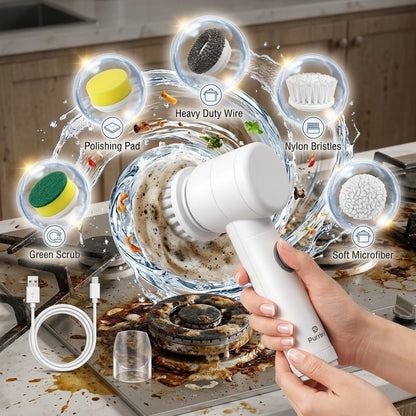5-in-1 Electric Spin Scrubber Cordless Rechargeable Cleaning Brush
