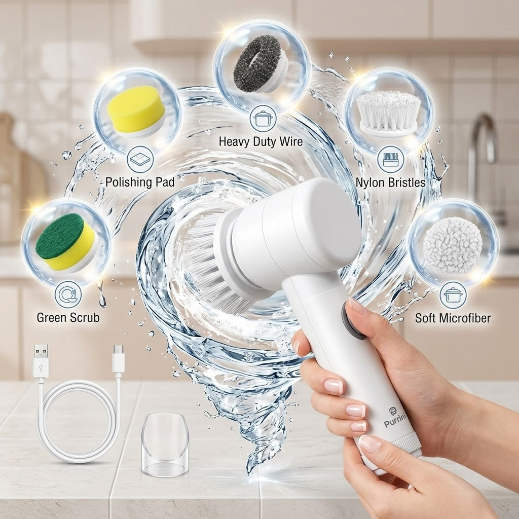 5-in-1 Electric Spin Scrubber Cordless Rechargeable Cleaning Brush