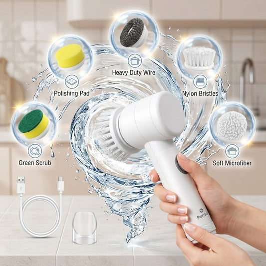 5-in-1 Electric Spin Scrubber Cordless Rechargeable Cleaning Brush